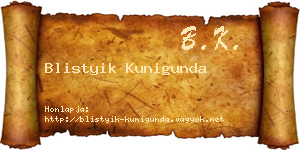 Blistyik Kunigunda névjegykártya
